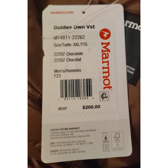 NWT Marmot Men’s Guides Down 2.0 Vest Size XXL Winter Cold Weather Snow M16231 - Picture 7 of 12